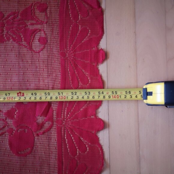 Red Lace Christmas Tablecloth 54"x 72" Rectangle w/ Christmas Theme Designs - Picture 2 of 7